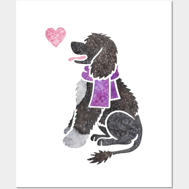 Watercolour Portuguese Water Dog Wall Art by animalartbyjess